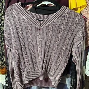 RSQ V-Neck Cable Knit Sweater - Lavender